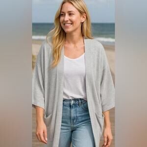 DONNI. Sandwash Ribbed Open Front Cardigan